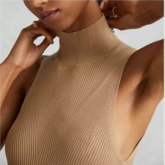 Anthropologie Mock Neck Midi Dress Tan size XL - Picture 5 of 15